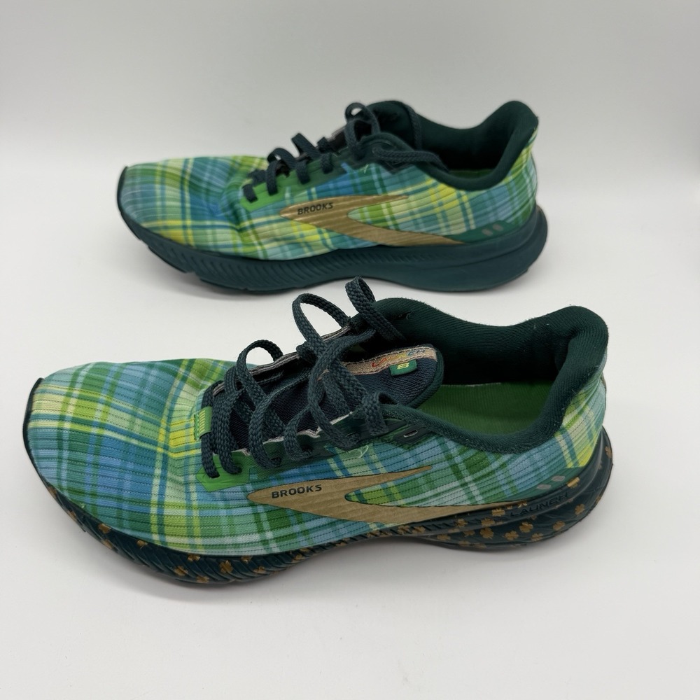 Brooks Run Lucky St. Patrick's Day Launch 8 Plaid Shamrock Women's 9.5-Men 8